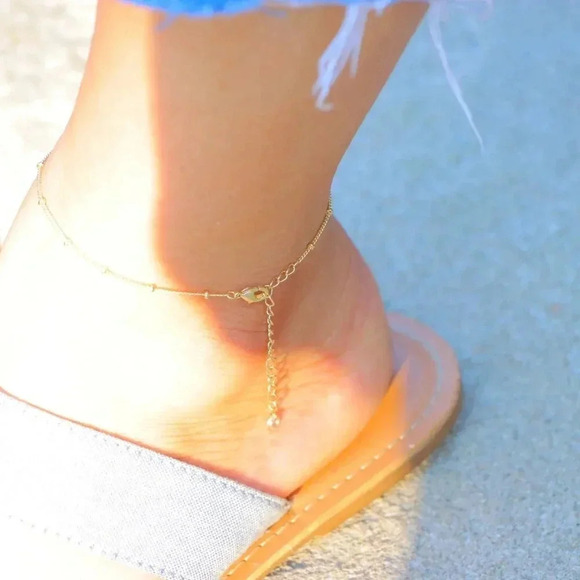 💛GORGEOUS ROUNDED BEADS ANKLET ESSENTIAL CHAIN SOLID GOLD BRACELET, ELDM22337 - Picture 13 of 13